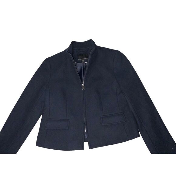 Banana Republic MarioBellucci WoolZip FrontNAVY Lined Jacket CoatWOMENS PETITE 2 - Picture 2 of 12